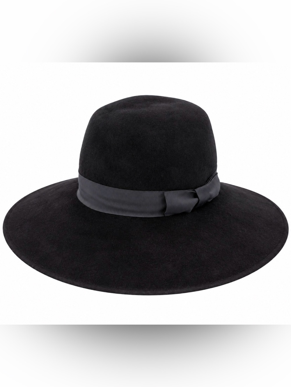 Vintage Makins New York Black Wide Brim Felt Hat Women’s Ribbon Bow Mod